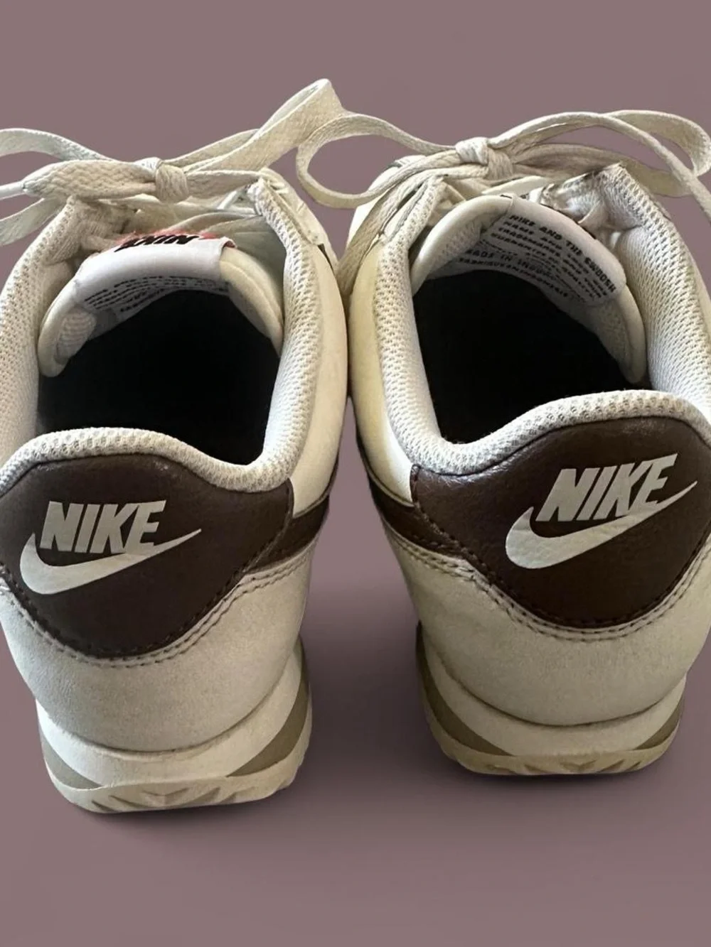 Nike Cortez White & Baroque Brown Leather Sneakers